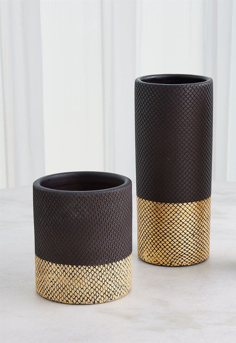 Gava Vase - Matte Black/Gold Metallic
