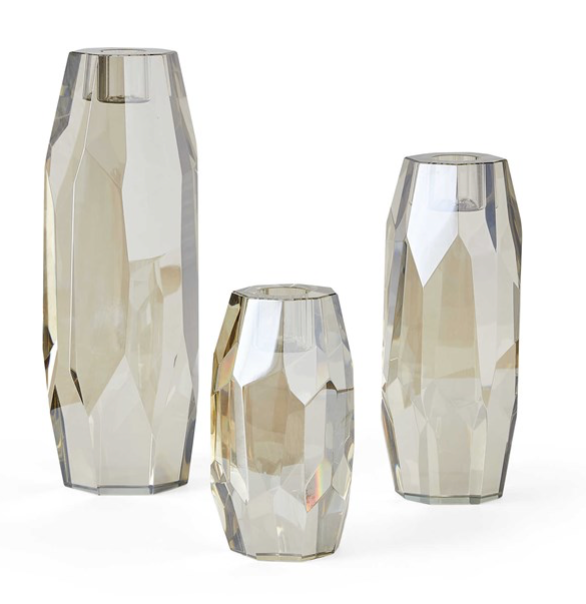 Diamond Candleholder Set of 3 - Crystal