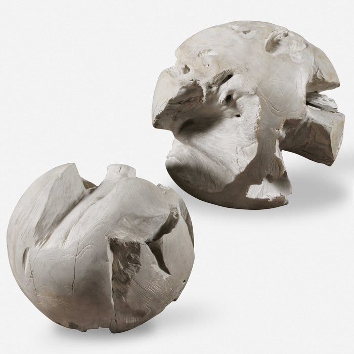 Rustic Teak Balls Set of 2
