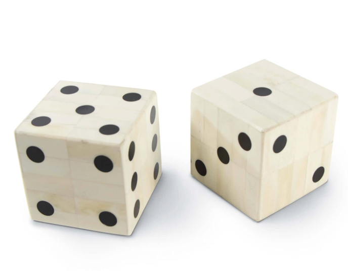 Oversized Bone Dice Pair Sculpture - White