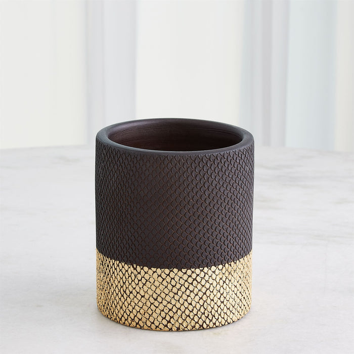 Gava Vase - Matte Black/Gold Metallic