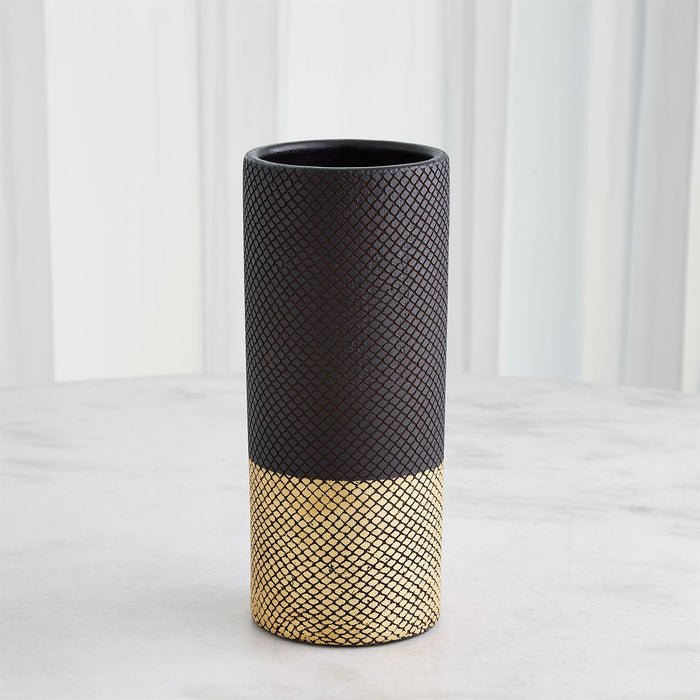 Gava Vase - Matte Black/Gold Metallic