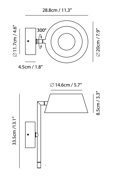 Pol Single Extra Large Wall Lamp with Arm