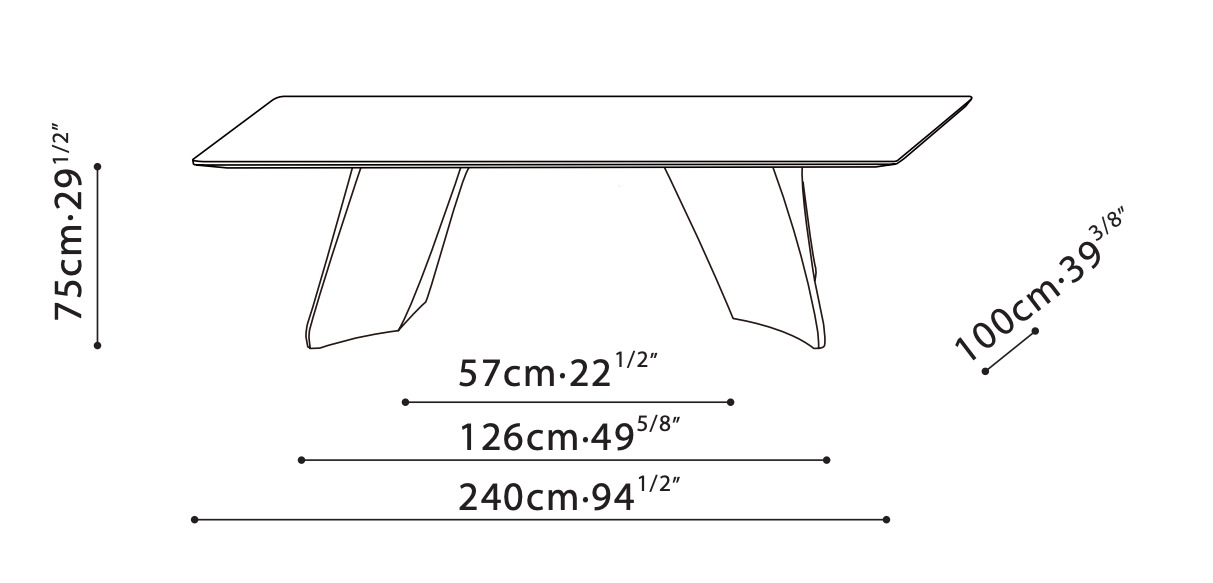 Spin Rectangular Dining Table (94")