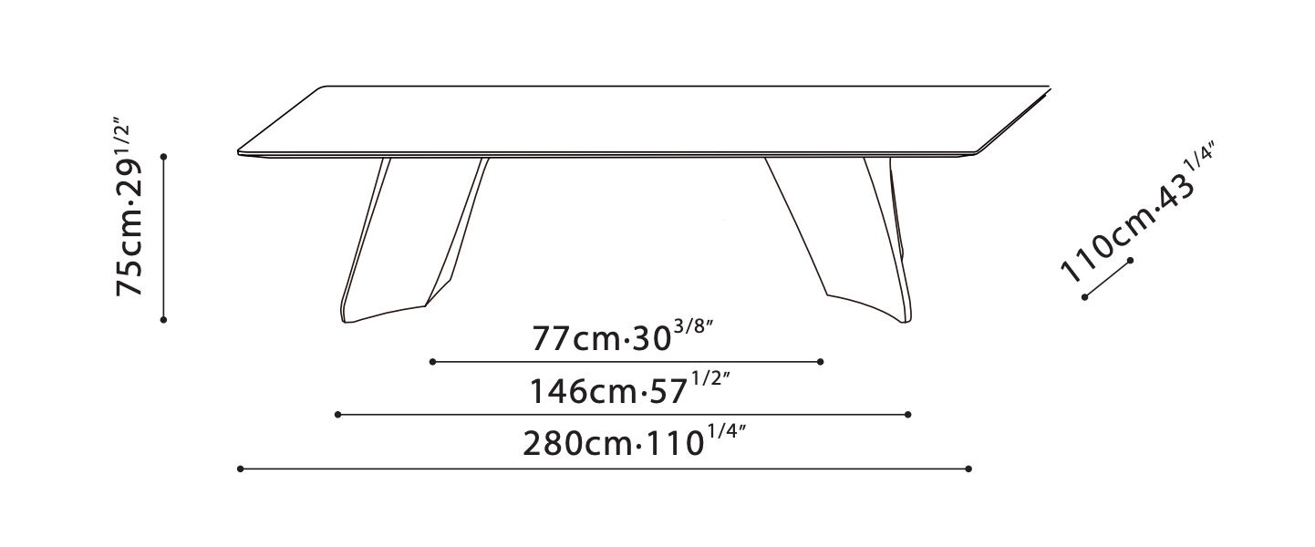Spin Rectangular Dining Table (110")