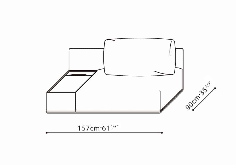 Elan-35 61" Armless Sofa w/ Table Component