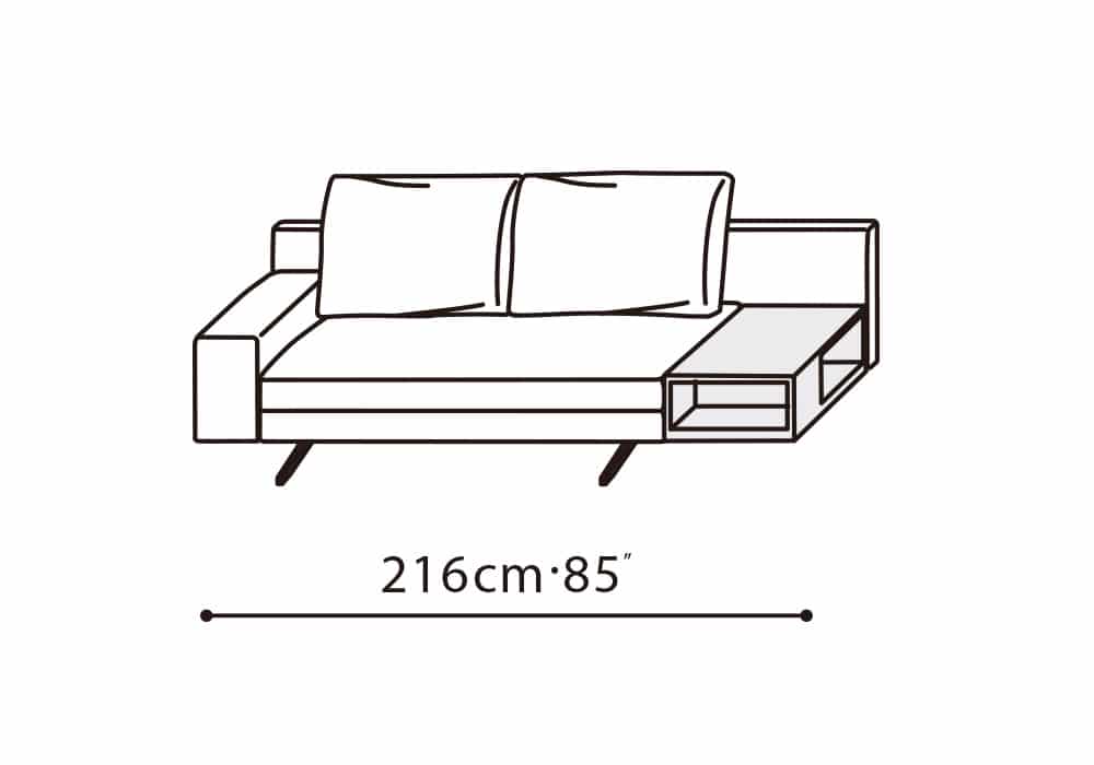 Wake LAF Sofa 85" w/ Table