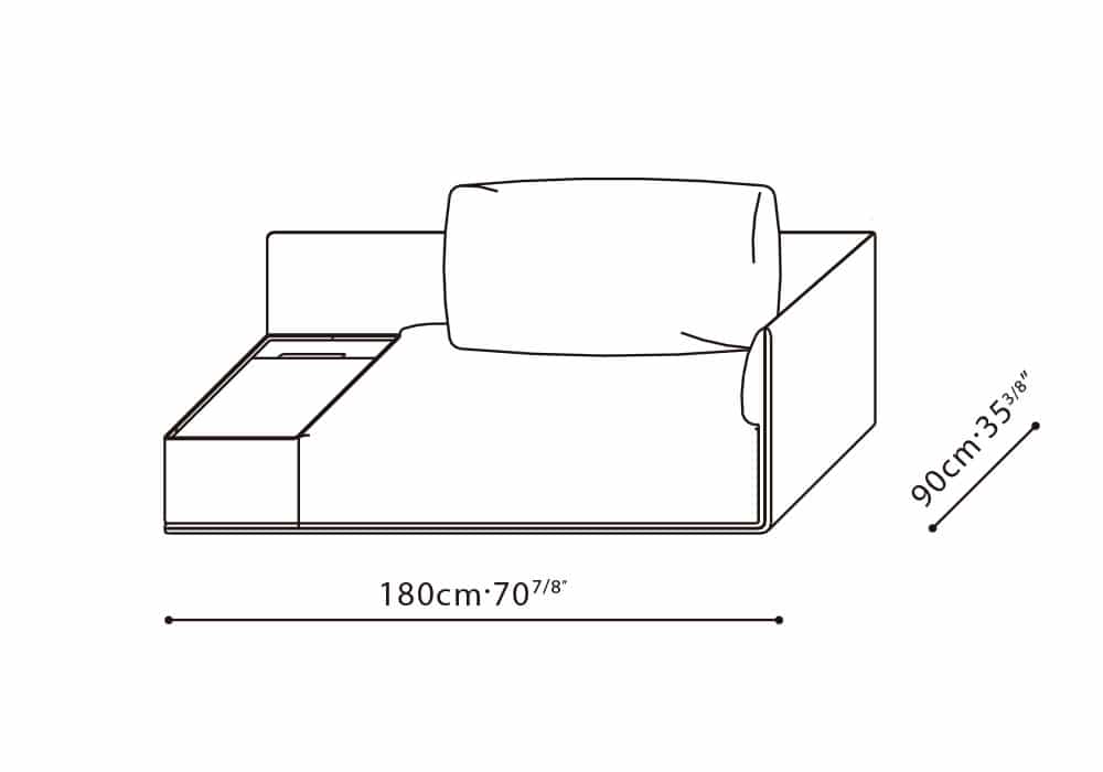 Elan-35 71" RAF Sofa w/ Table Component
